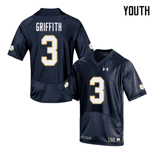 Youth #3 Houston Griffith Notre Dame Fighting Irish College Football Jerseys Sale-Navy